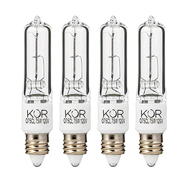 KOR T4 E11 Halogen Light Bulbs, 75W, Clear, 4-Pack
