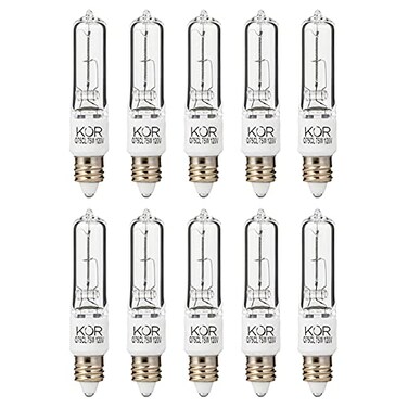 KOR T4 E11 Halogen Light Bulbs, 75W, Clear, 10-Pack
