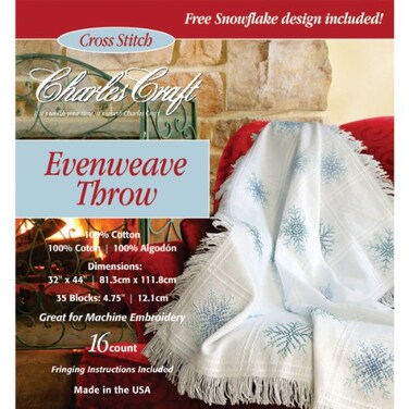 DMC Charles Craft Evenweave Throw 16 Count 32"X44"-White