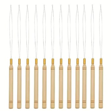 Funyn 12Pcs Micro Ring Hair Extension Loop Needle Threader