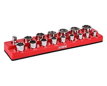 ARES 70236 16-Pc 1/2-In SAE Magnetic Socket Organizer