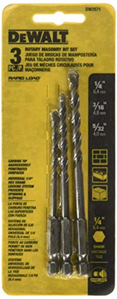 DEWALT Masonry Drill Bit Set, Rotary, 3-Piece (DW2571