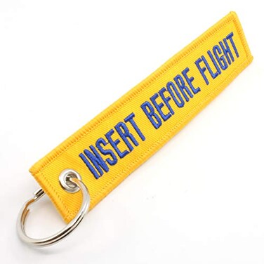 Rotary13B1 Insert Before Flight Keychain - Yellow/Blue