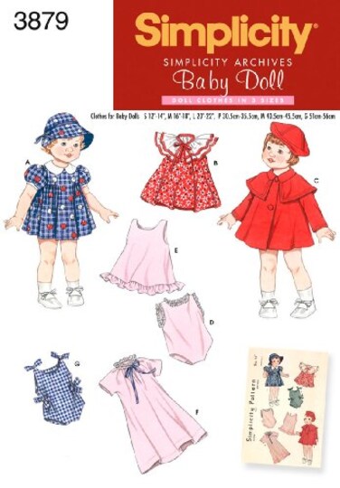 Dimensions Simplicity Sewing Pattern 3879 Doll Clothes, A (S-M-L