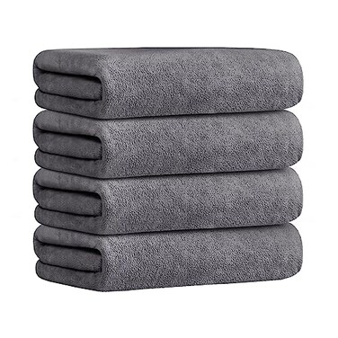 JML Microfiber Bath Towel Set, 27" x 55", 4 Pack, Grey