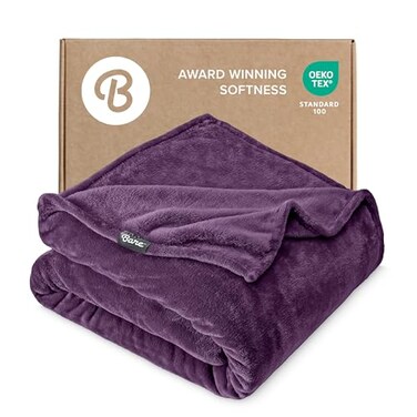 Bare Home Fleece Blanket Luxury Microplush (King, Plum