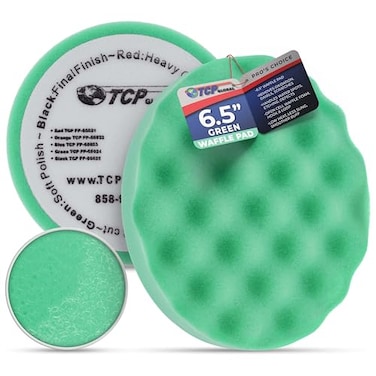 TCP Global 6.5" Green Waffle Foam Buffing Pad, Soft Cut