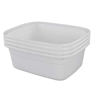 Lesbin 4-Pack 14 Quart Plastic Wash Basin/Dish Pan, White