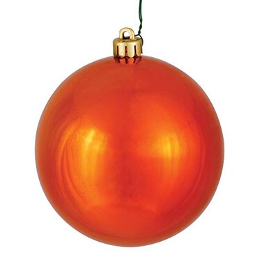 Vickerman 6" Burnish Orange Shiny Ball Ornament 4 per Box