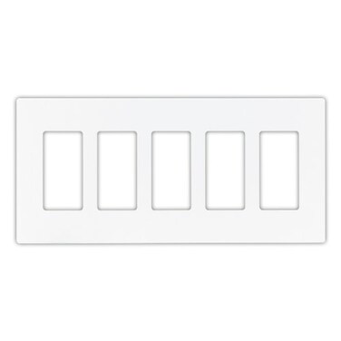 Eaton PJS265W Decorator Screwless Wallplate, 5-Gang, White