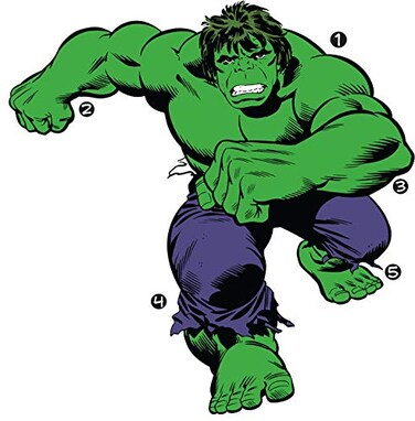 RoomMates Marvel Green Classic Hulk Comic Peel and Stick Wall Decals
