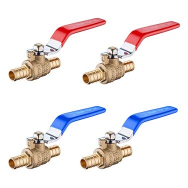 EFIELD 4Pcs 1/2" PEX Barb Crimp Brass Ball Valve(VALVE001-4