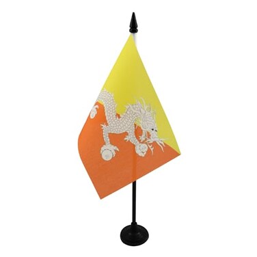 AZ FLAG Bhutan Table Flag 4x6 in 100D Polyester Plastic Base
