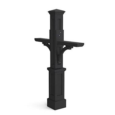 Mayne Newport Plus Double Mailbox Post for 2 Mailboxes, Black