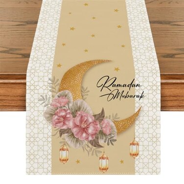 Yarcooly Eid Table Runner 13×72 Inch Ramadan Home Party Decor