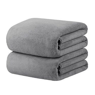 JML Bath Sheet Towels with Hanging Loop, Grey, 35"x70", 2 Pack