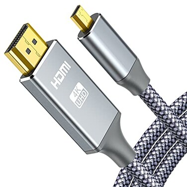 oldboytech 4K Micro HDMI to HDMI Male Cable Adapter, Grey 10FT