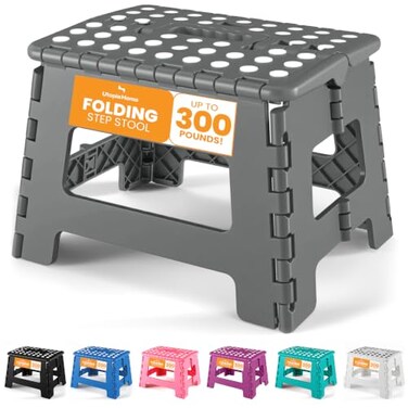 Utopia Home Folding Step Stool 9 Inch, Anti-Slip, Grey, 1-Pack