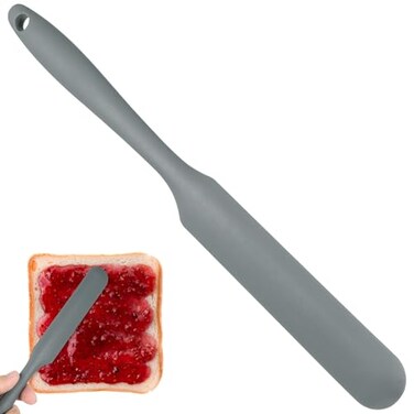 Kichvoe Sourdough Spatula, 9.4" Long Silicone Jar Scraper Grey