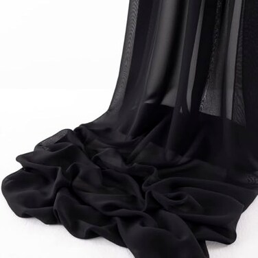 MLMW Black Chiffon Fabric by the Yard Sheer Fabric for Draping