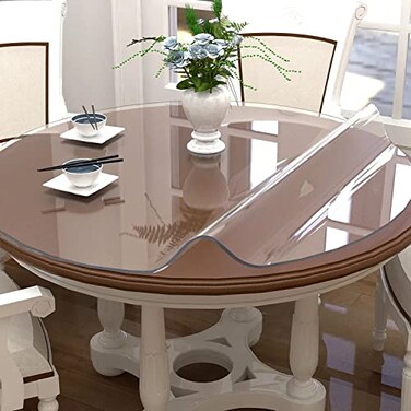 NECAUX Clear Round PVC Table Cover Protector 10 Inch 2mm Thick