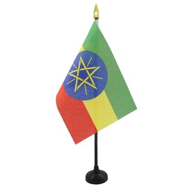 AZ FLAG Ethiopia Table Flag 4x6 in 100D Polyester Plastic Base