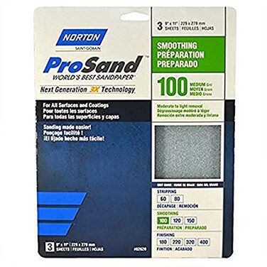 Norton 9" x 11" 02620 ProSand Sanding Sheet 100-Grit Handy-Pack