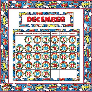 Teacher Created Resources TCR9540 Superhero Calendar Set, Multi