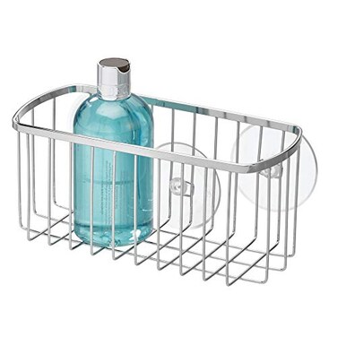 iDesign InterDesign Suction, Rectangle Basket, Polished Stainless Steel