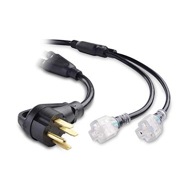 Cable Matters LED-Lit 50 Amp to 20 Amp Generator Adapter, 2.5ft