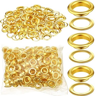 WILLBOND 1/2 Inch 500 Pcs Grommets and Washers Eyelet Kit, Gold