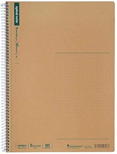 Maruman Spiral Note Basic Notebook, 160 Pages, B5, 5mm Dot Grid