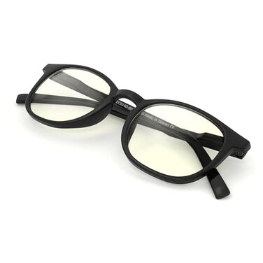 JS Blue Light Blocking Glasses, Hua Oval Black Frame, LCD Lens