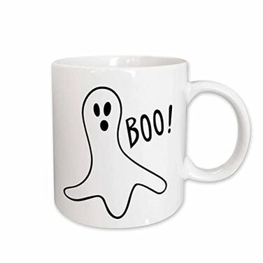 3dRose (mug278652Halloween Boo Ghost - Ceramic Mug, 15-ounce