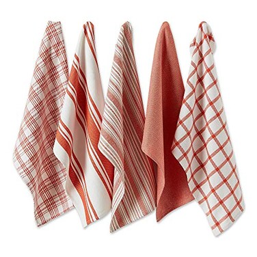 DII Assorted Woven, Kitchen Dishtowel Set, 18x28, Spice, 5 Piece