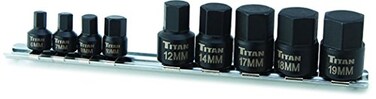 Titan 16141 9-Piece Low Profile Impact Metric Hex Bit Socket Set