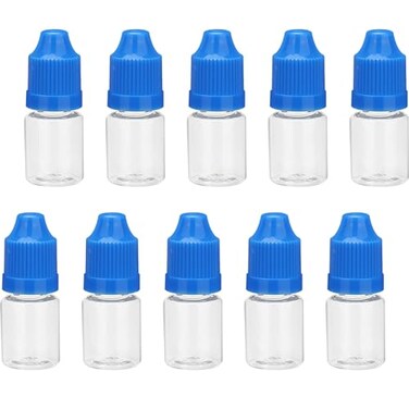 Newzoll 5mL Empty Plastic Clear Dropper Bottles, 10PCS, Blue Cap