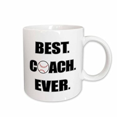 3dRose mug2106281 "Baseball Best Coach Ever" Ceramic Mug, 11 oz