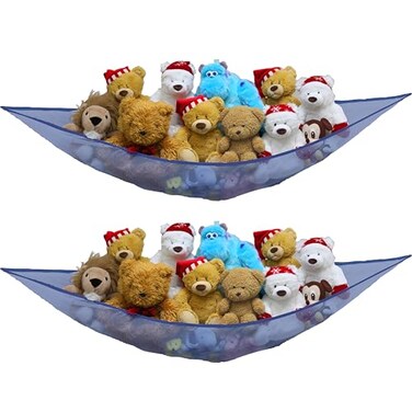 Simple Houseware 2 Pack Stuffed Animal Toy Hammock Net, Dark Blue