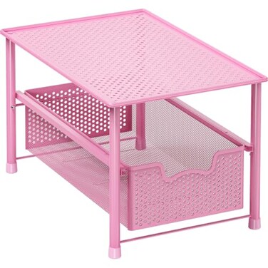 Simple Houseware Stackable Under Sink Sliding Basket Drawer, Pink