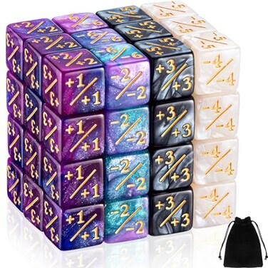 Sumind 48 Pcs Pieces D6 Dice Counters with 2 Bag, GalaxyMarble
