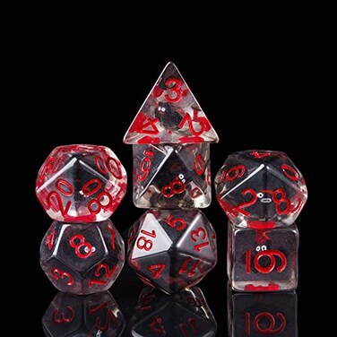 Cusdie 7-Die Dice DND, Polyhedral Dice Set Filled with Animal(Bat