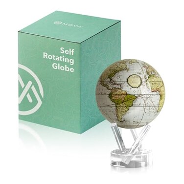 MOVA Self Rotating Globe, Antique Terrestrial White Classic (4.5
