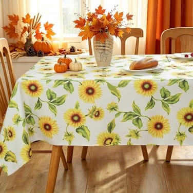 SASTYBALE Fall Sunflower Tablecloth Rectangle 52 x 70 Inch, Yellow