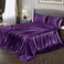 Vonty Satin Full Dark Purple Sheets, FittedFlat2 Pillowcases