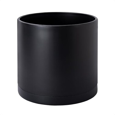 D'vine Dev Plastic Planter Pot with Saucer, 12 in, Black, 74-X-B-3