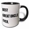 3dRose Best Great Uncle Ever, Black Letters 11oz Two-Tone Black Mug