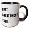 3dRose Best Great Uncle Ever, Black Letters 11oz Two-Tone Black Mug
