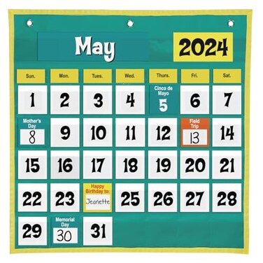 Really Good Stuff Space-Saver Calendar Pocket Chart, 1 Pocket Chart