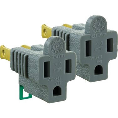 GE Polarized Grounding Outlet Extender, 2 Pack, Turn 2-Prong into 3